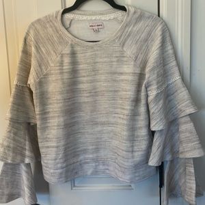 Sequin Hearts Triple Ruffle long sleeve shirt